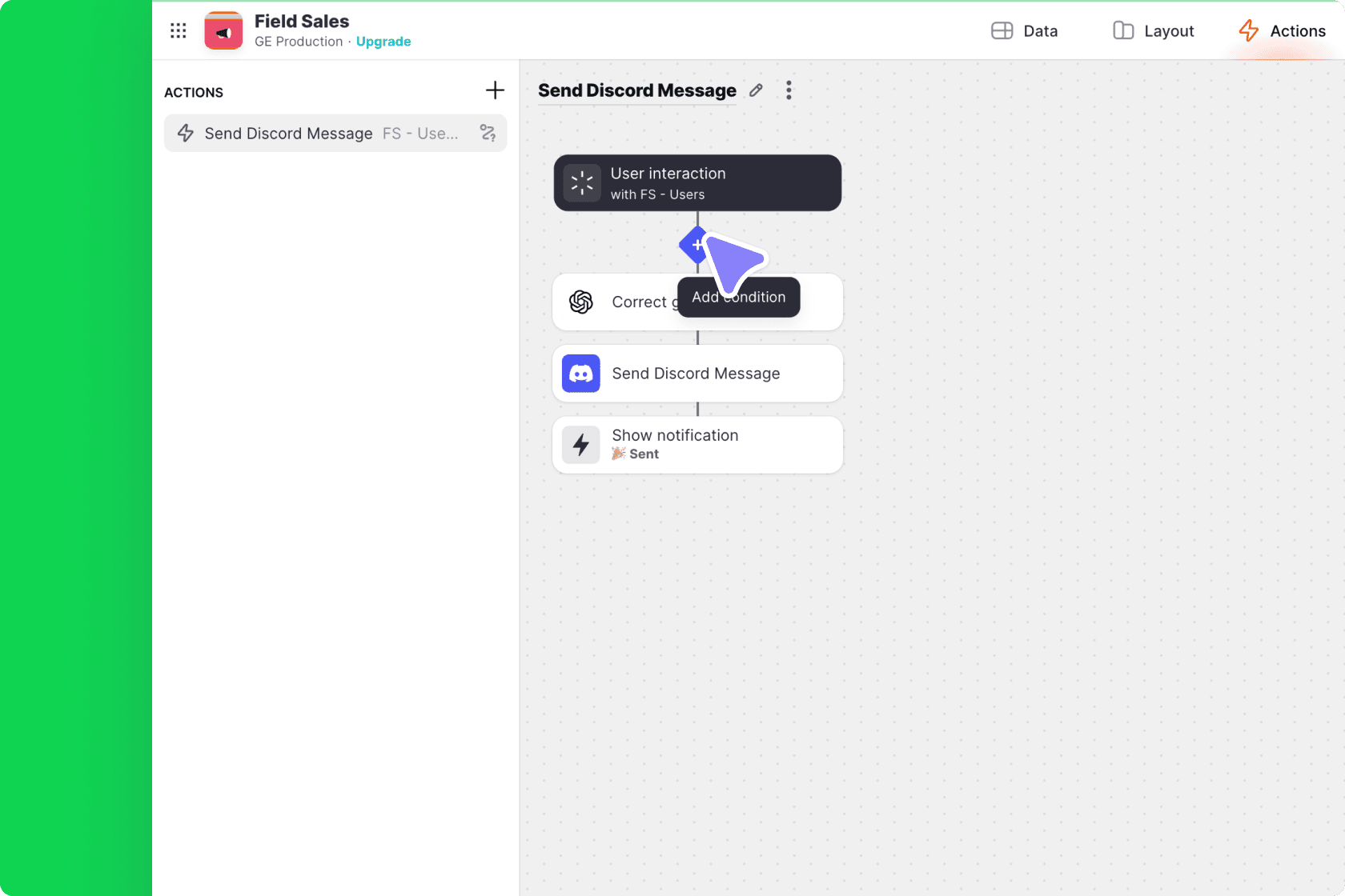 Adding Conditions to an Action