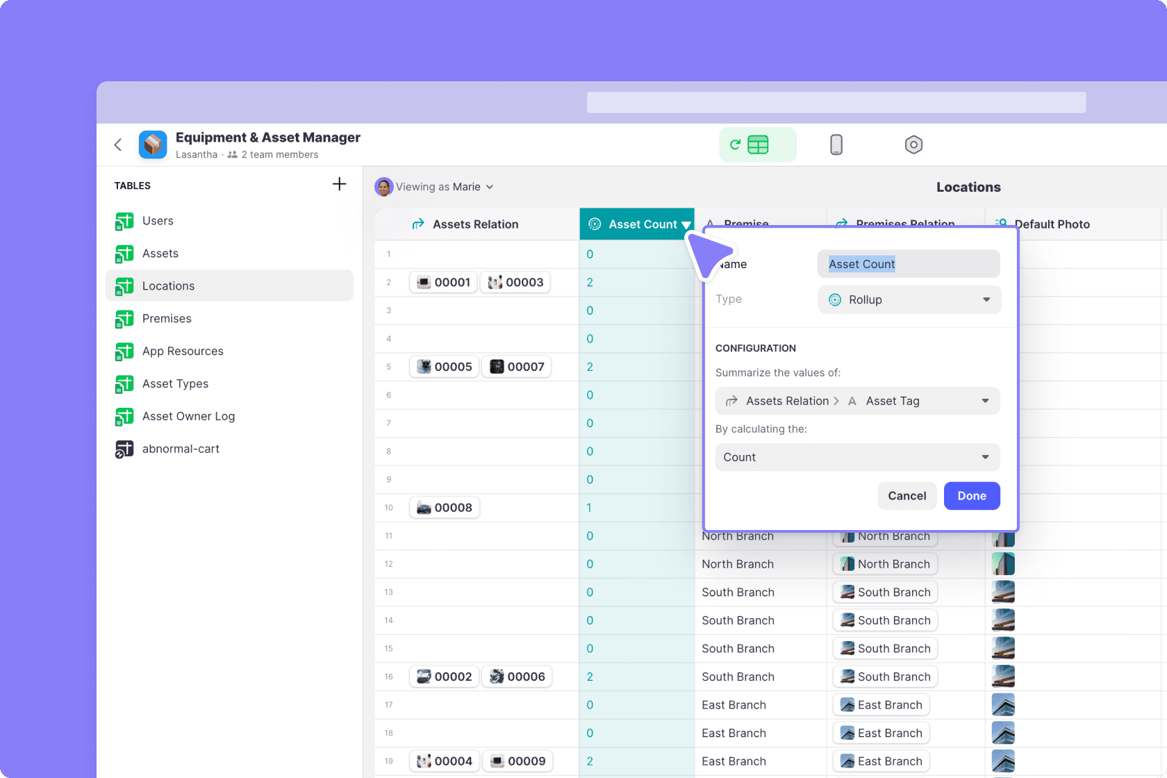 Configuring the Rollup column in the Data Editor