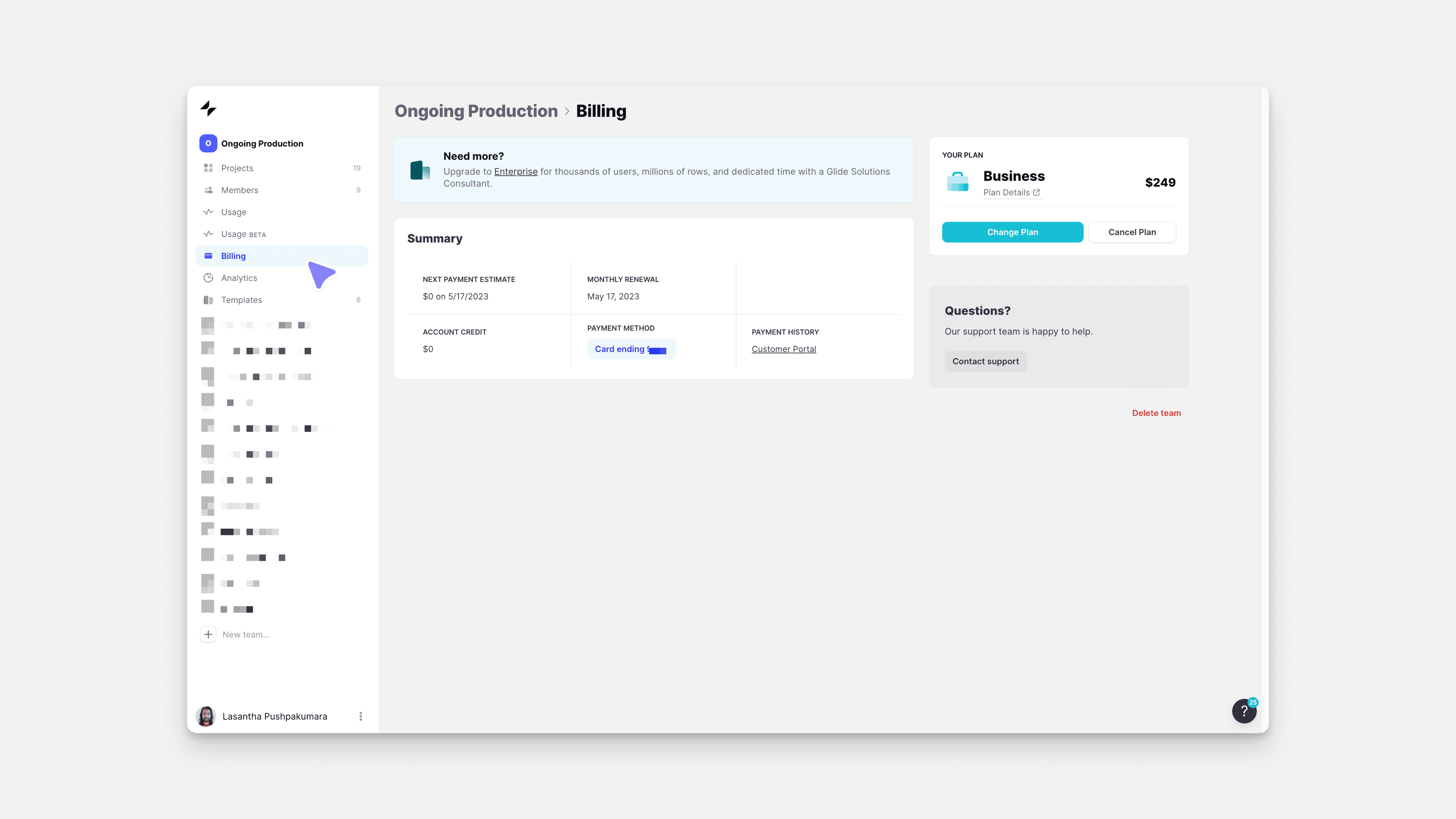 Billing information