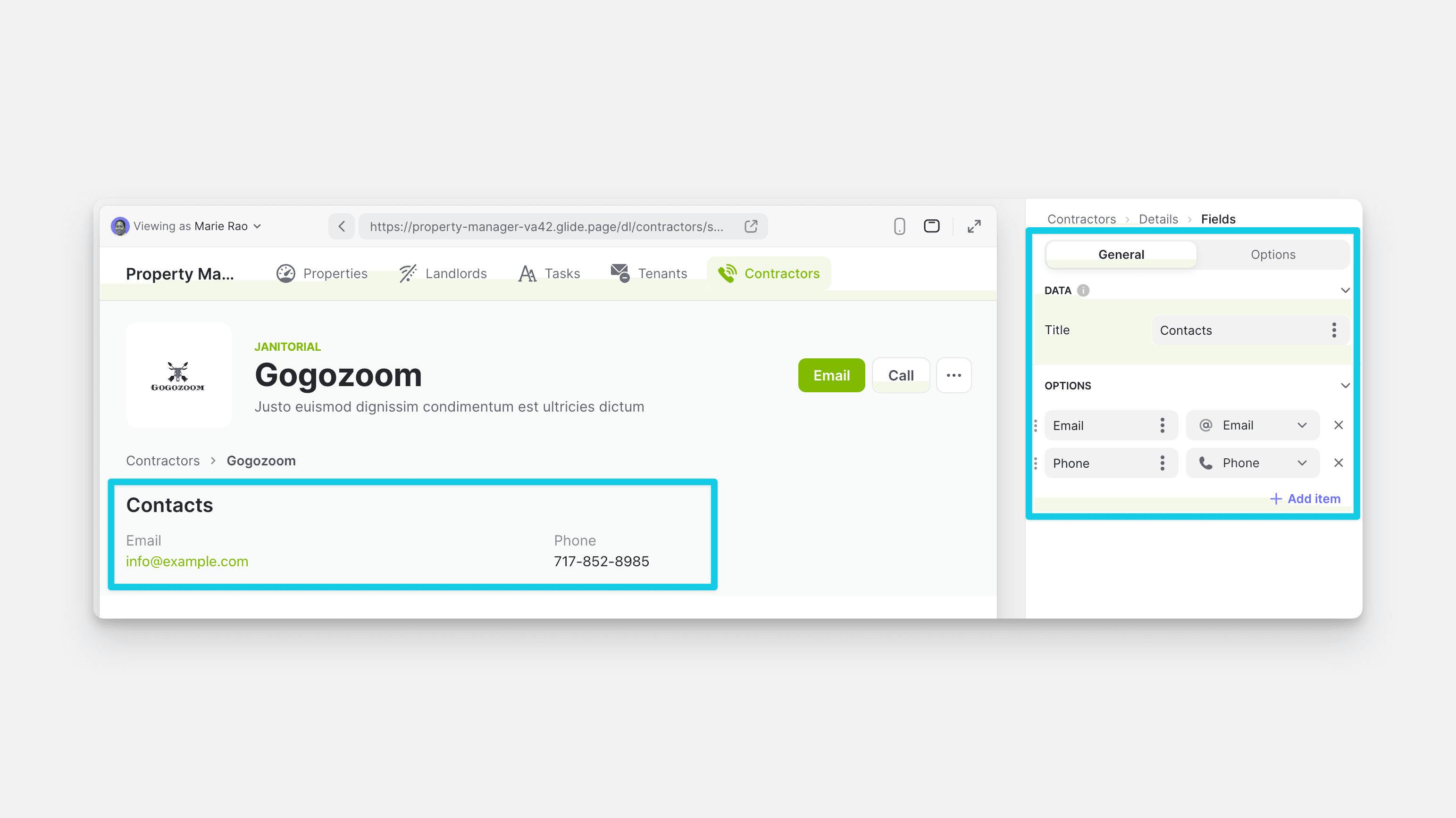 Configuring the Field Component