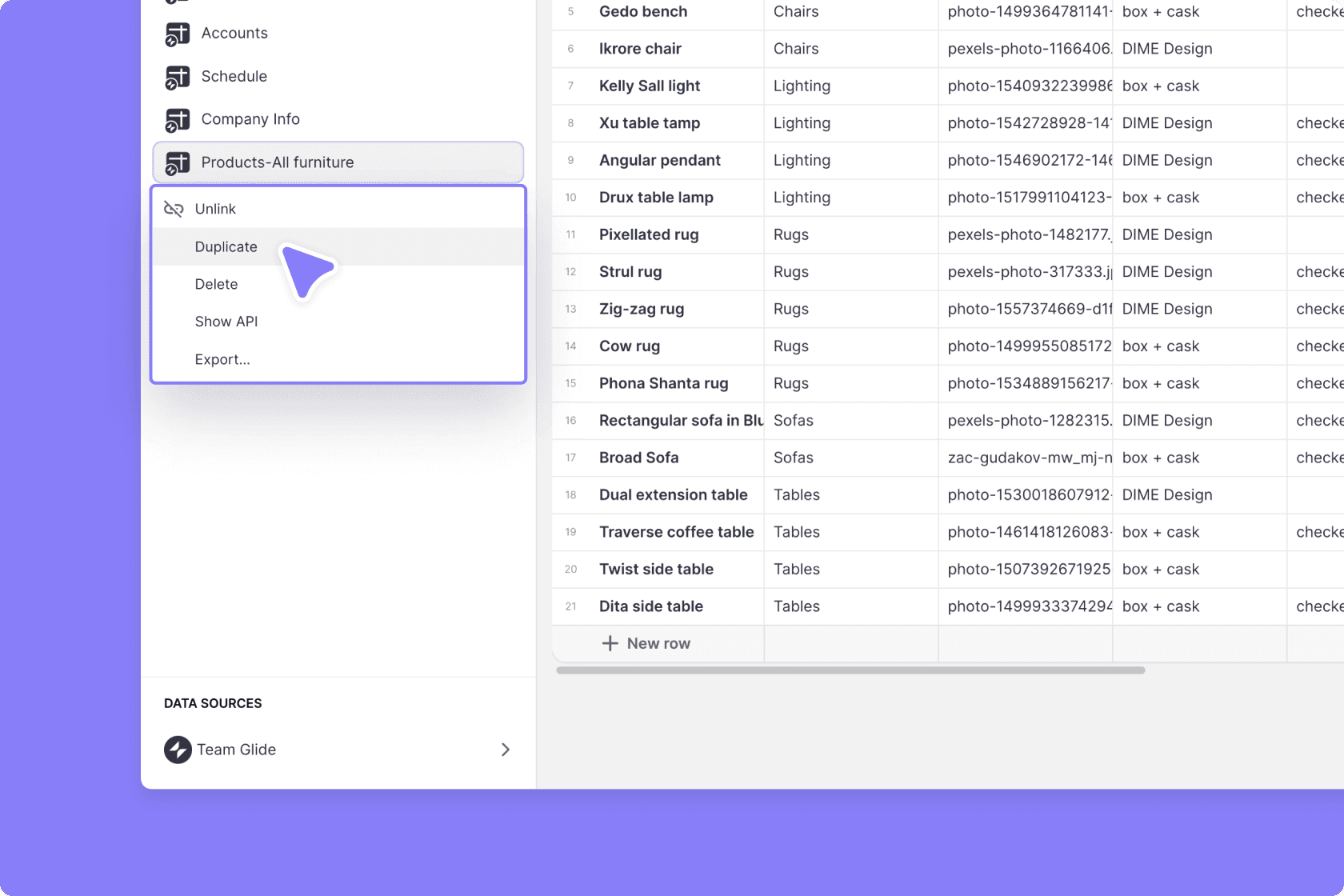 Duplicate a table