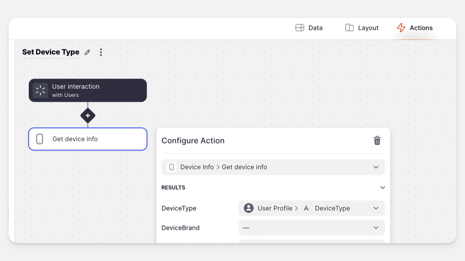 Configuring the Device Info action