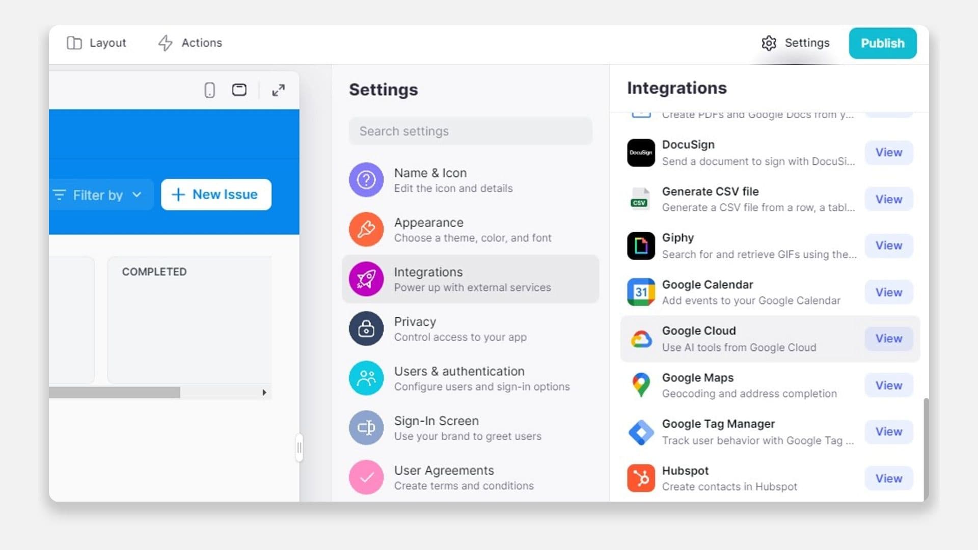 Adding the Google Cloud Integration