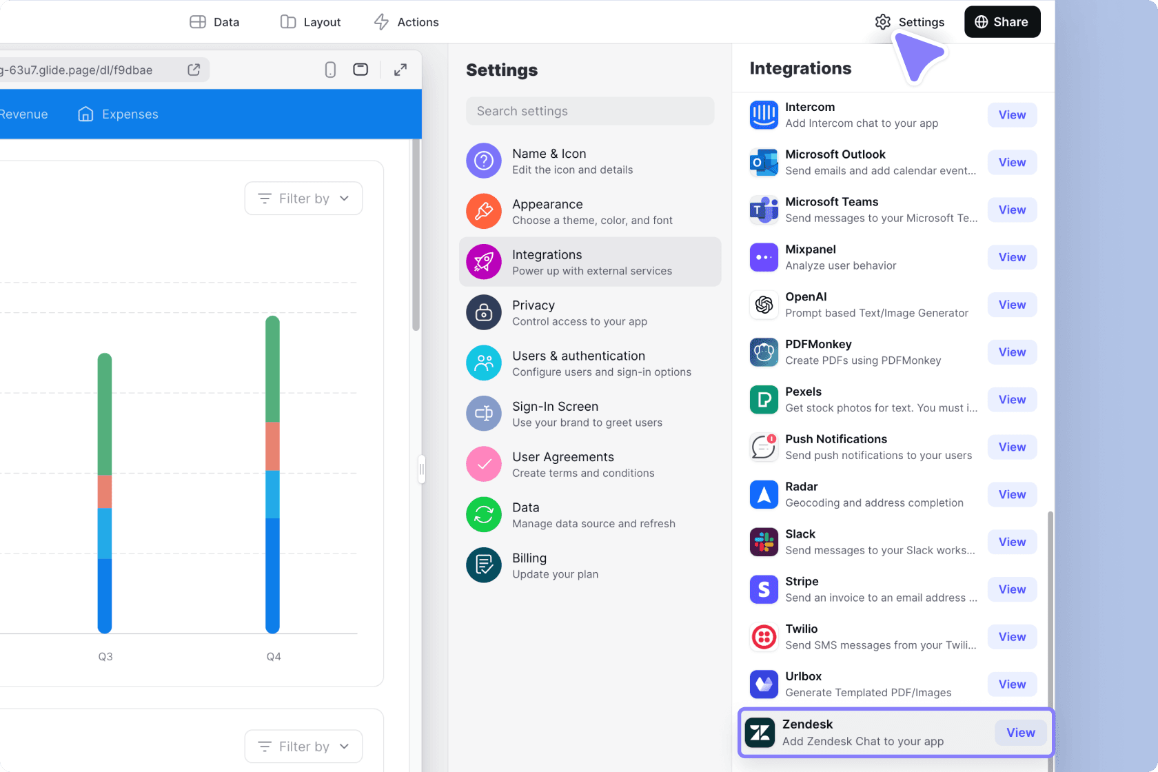 Adding the Zendesk integration