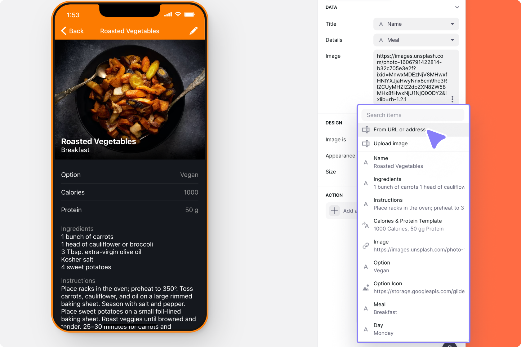 Adding a custom URL in the Layout Editor