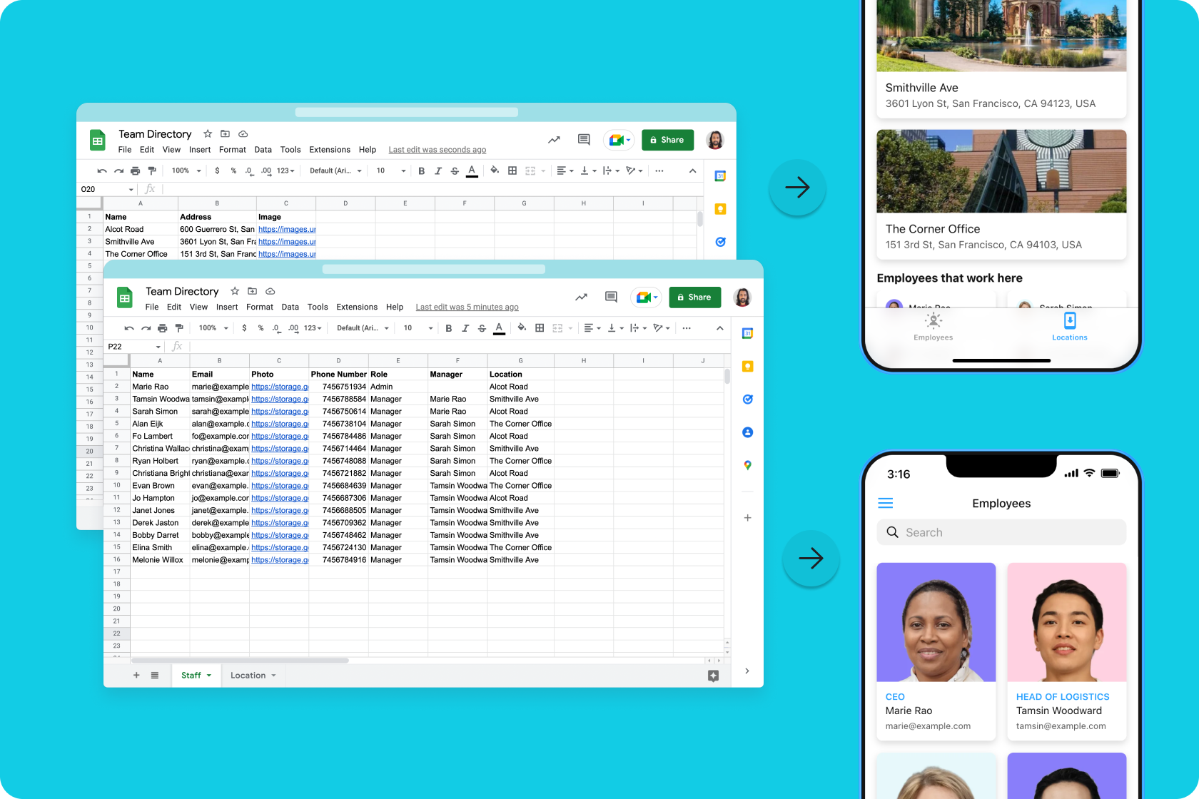 Tables become tabs in Glide Apps