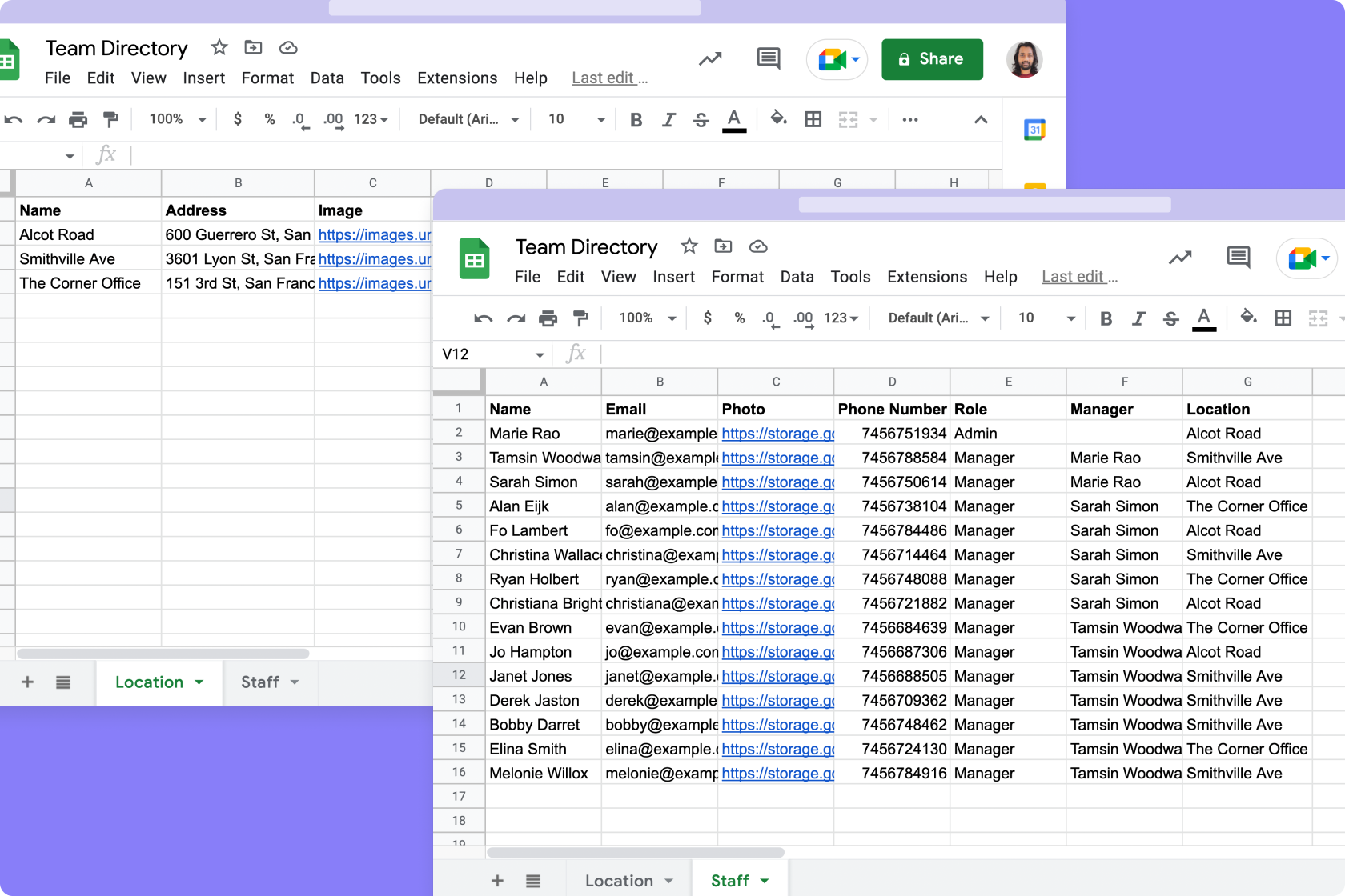 Structured data in a Google Sheet