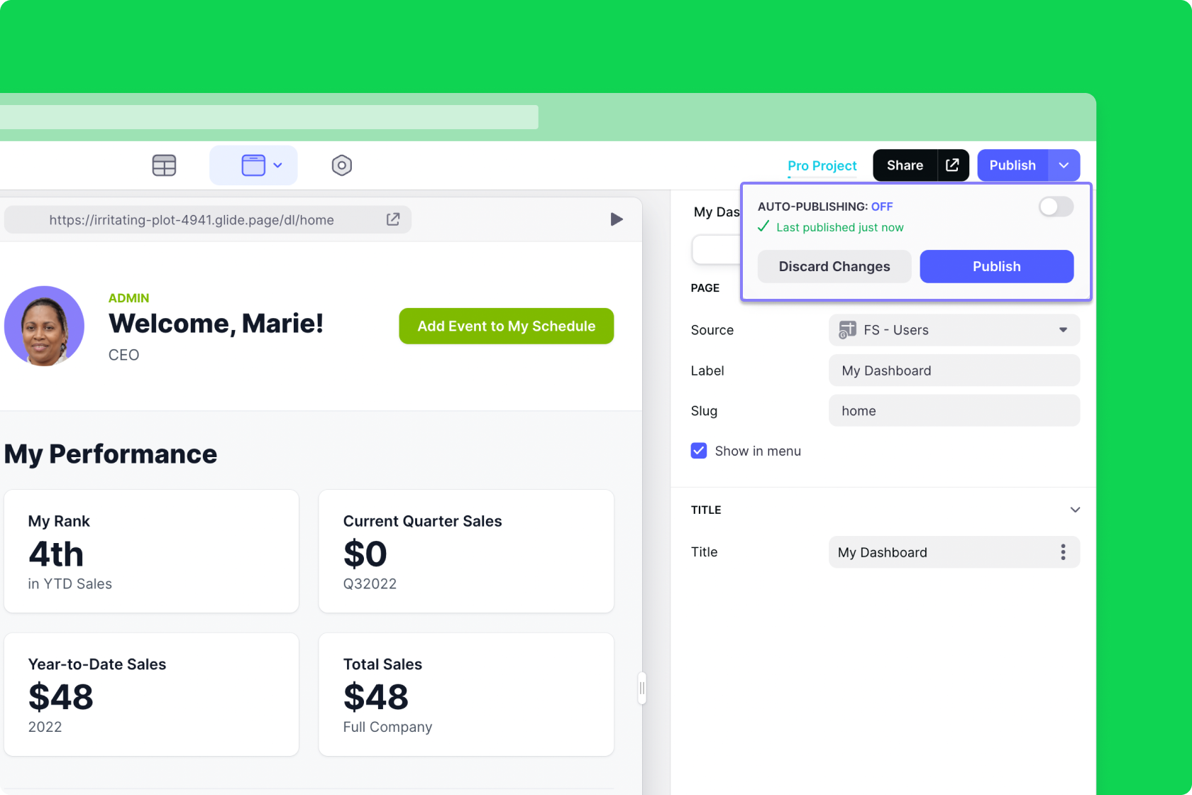 The publish controls when you disable auto-publishing