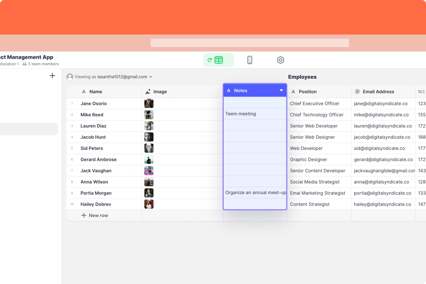 A User-specific column in the Data Editor