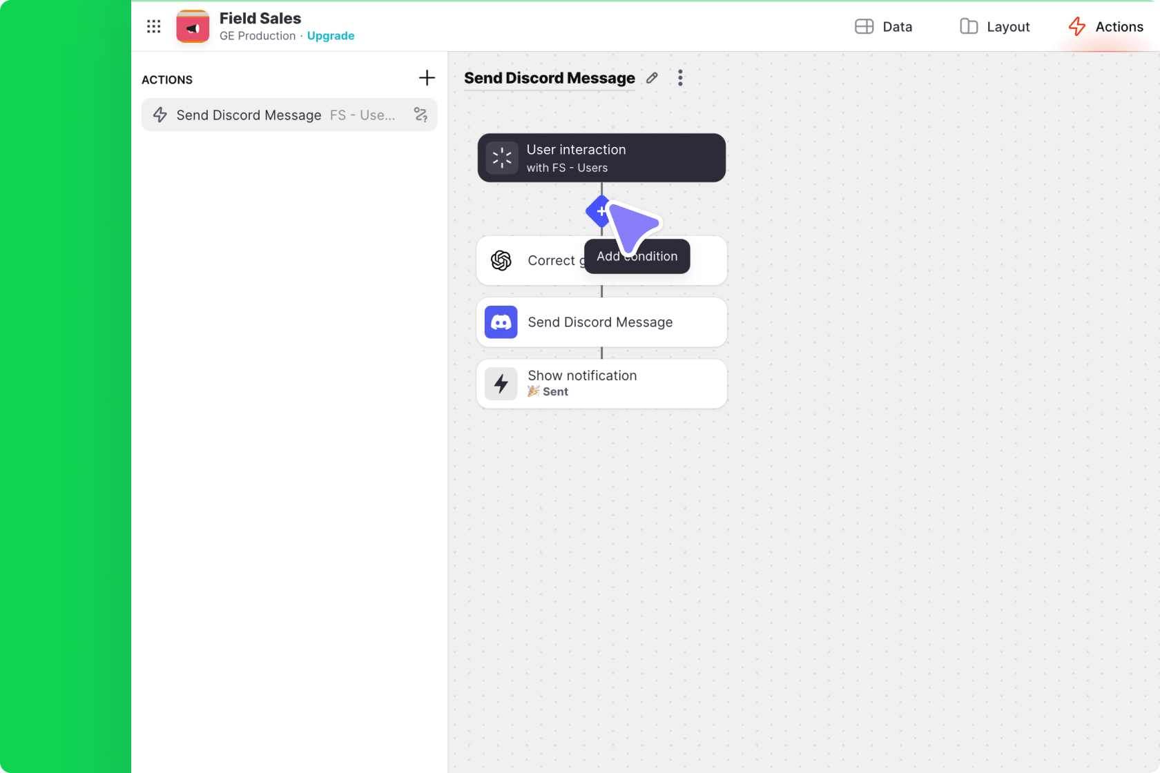 Adding Conditions to an Action