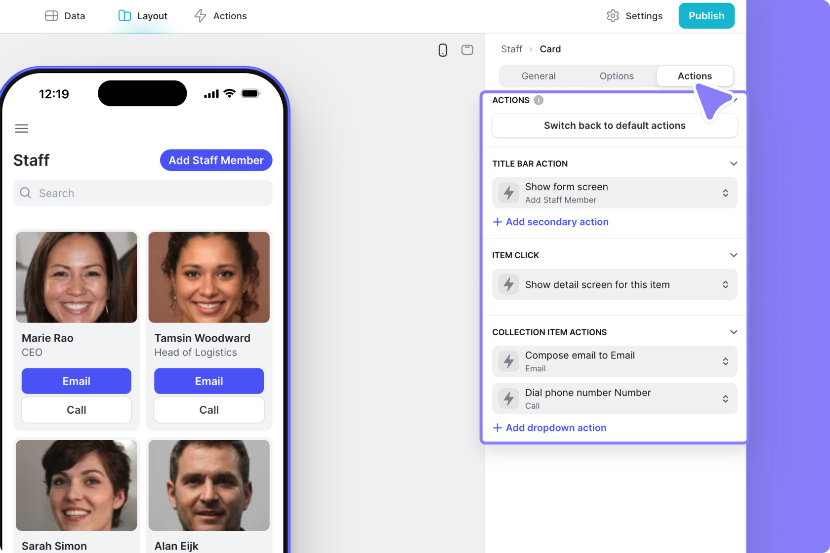 Collection Action Configuration