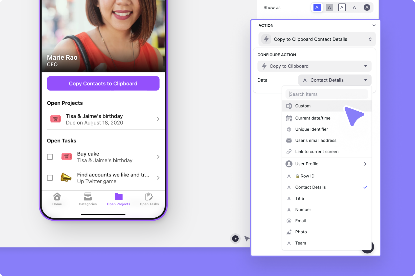 Custom Values for Copy to Clipboard
