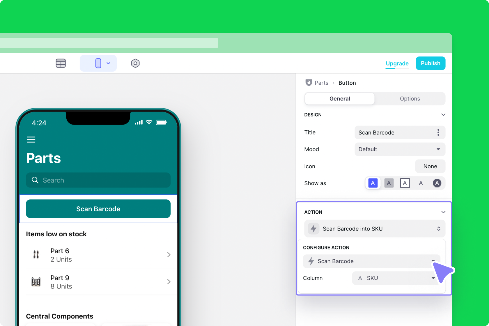 Scan Barcode configuration