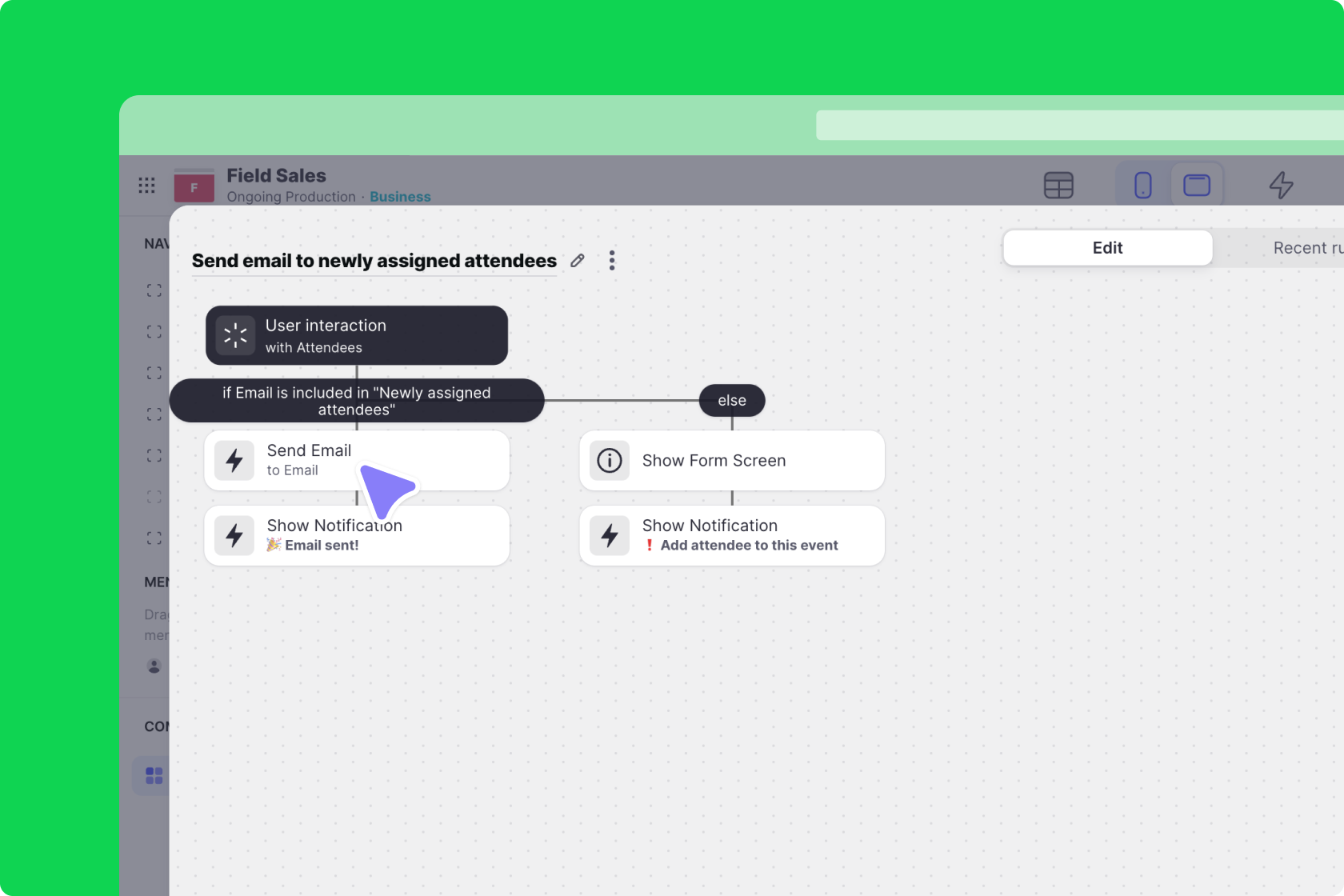 Using the Send Email action in a Custom Action