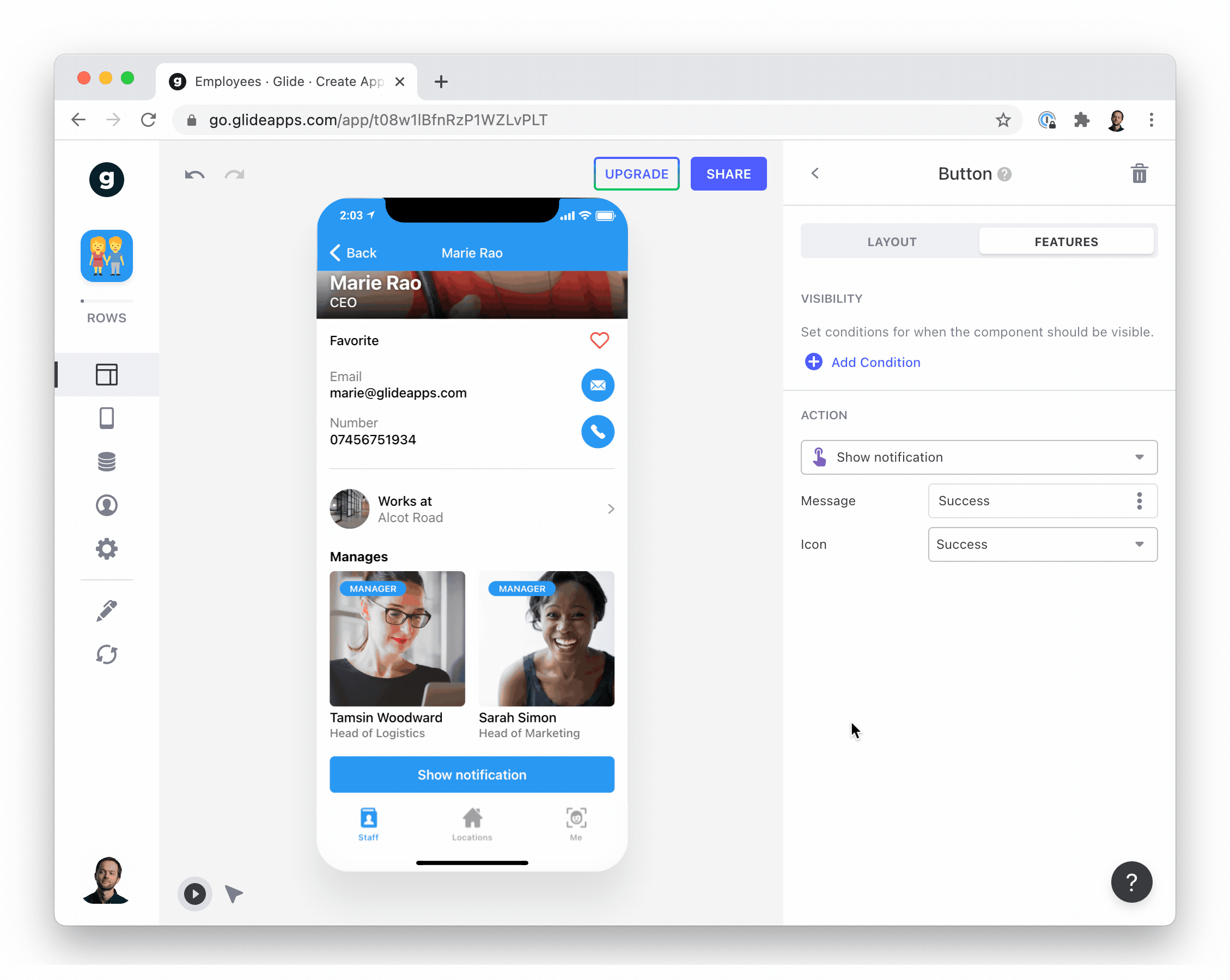 Configure Show Notification