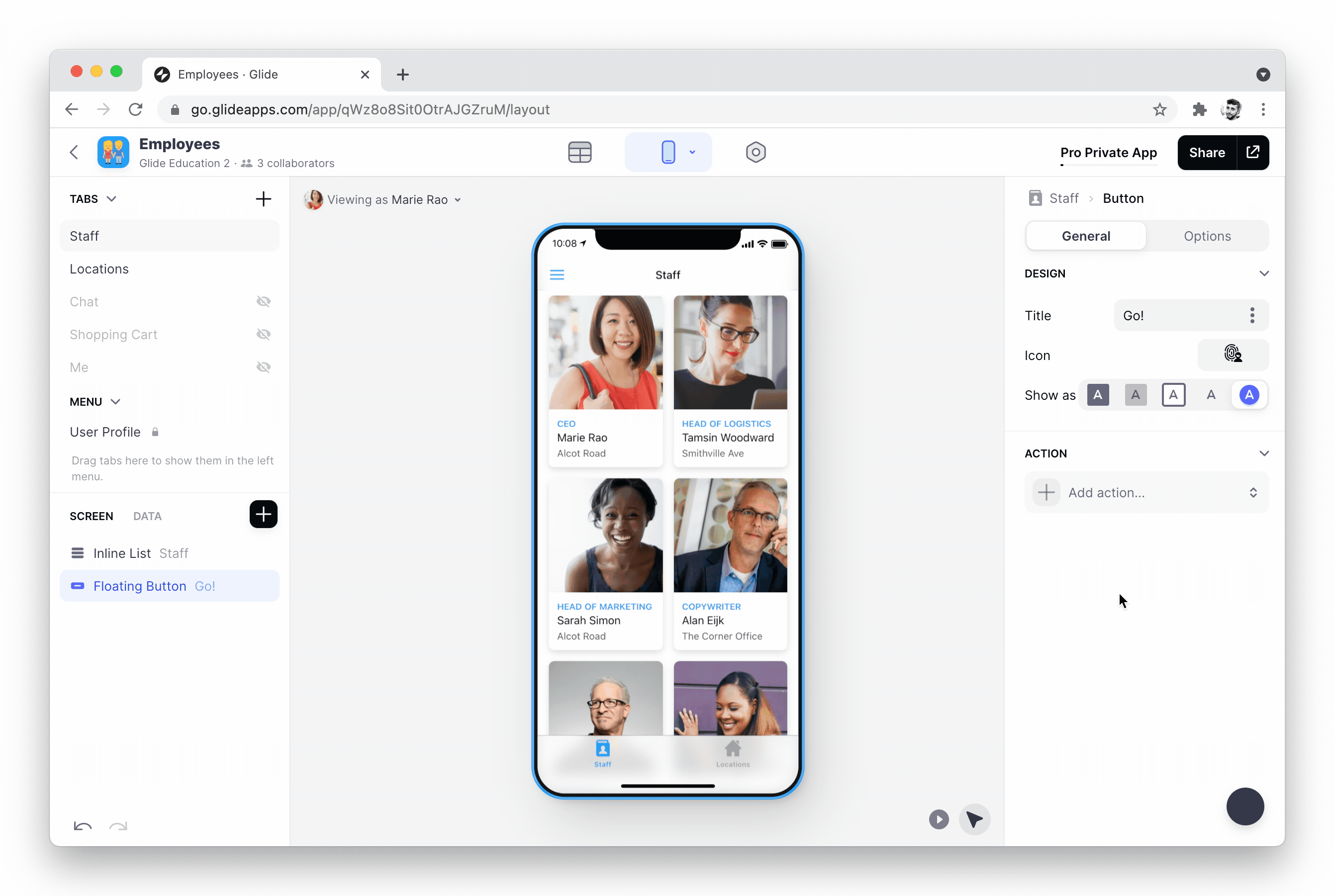 Show User Profile Screen