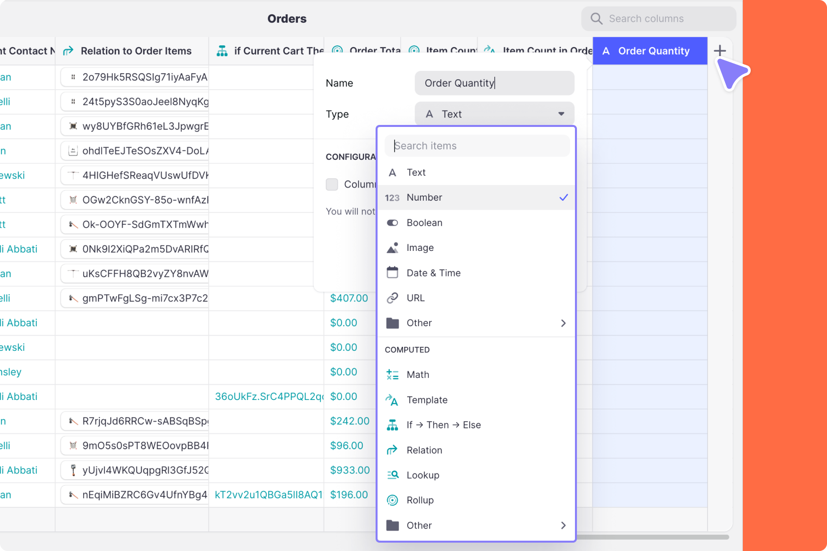 Adding a basic Number column