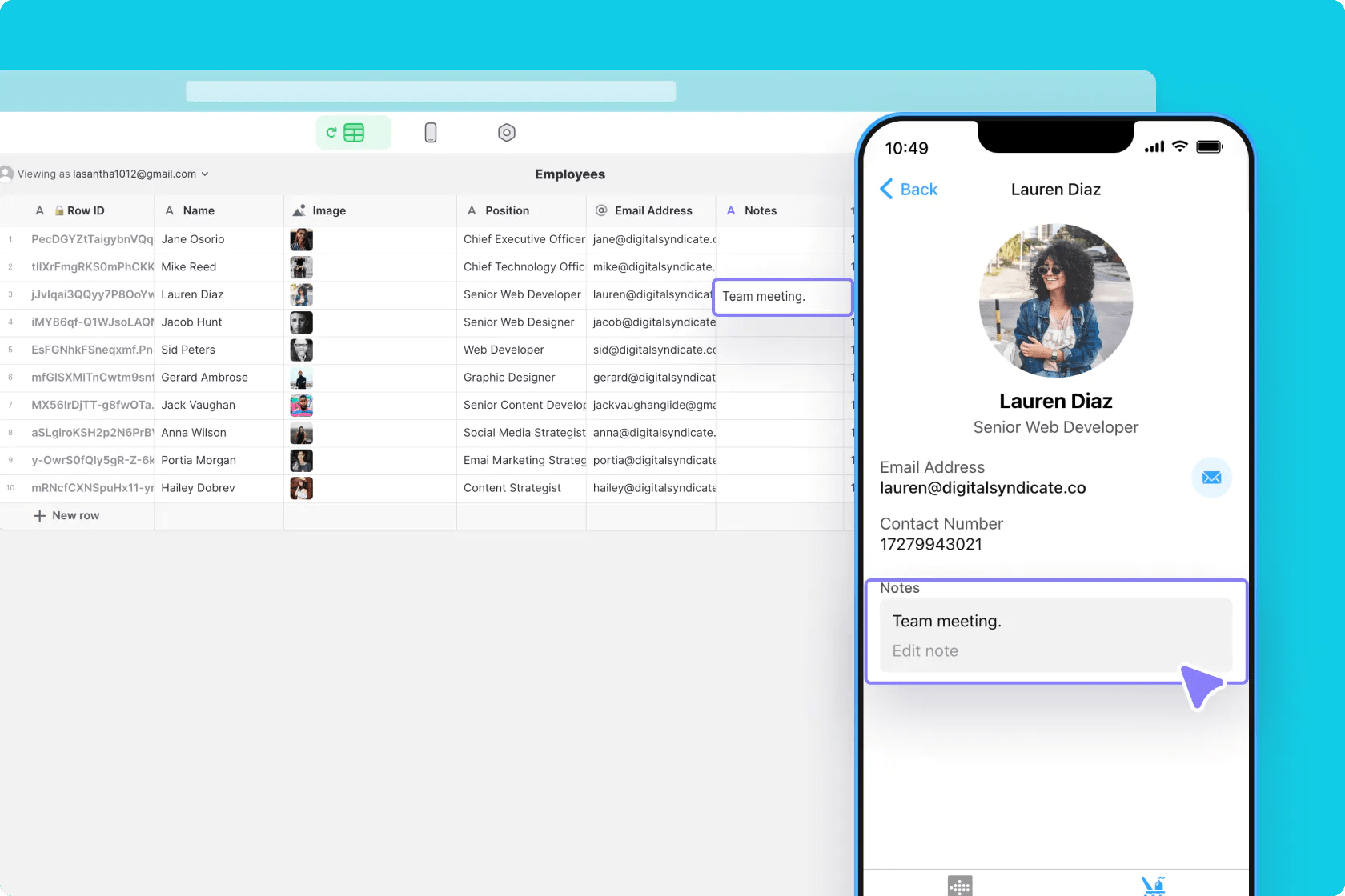 Editing the Notes Components in app