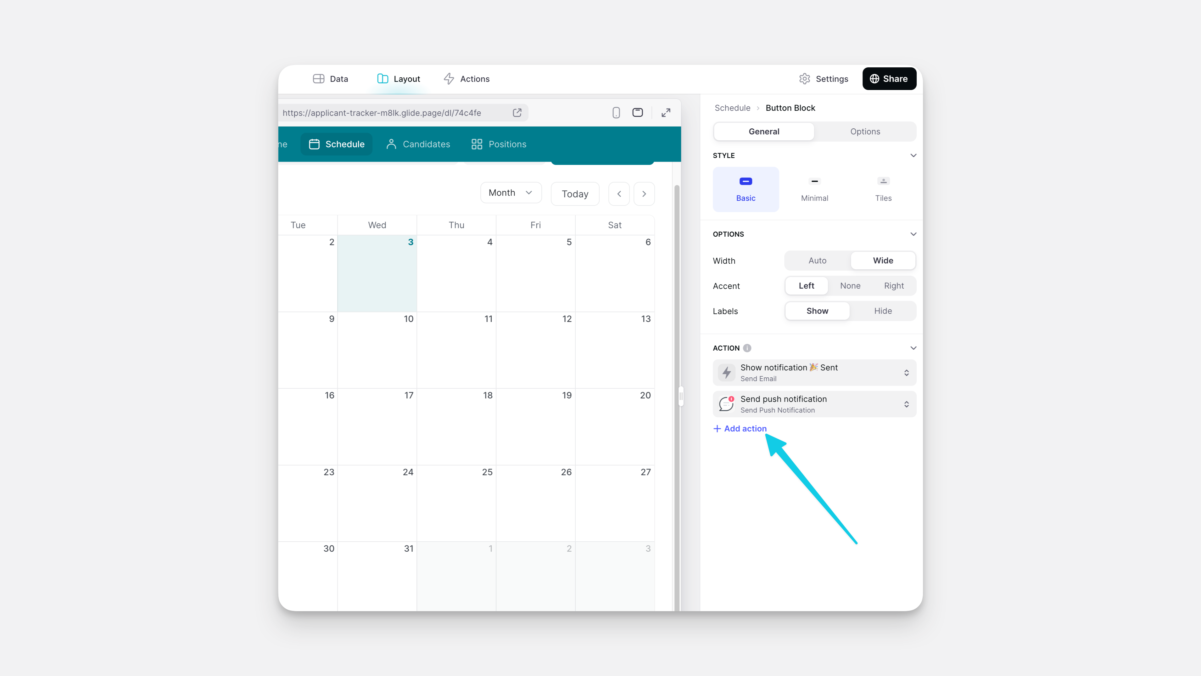 Adding multiple Actions
