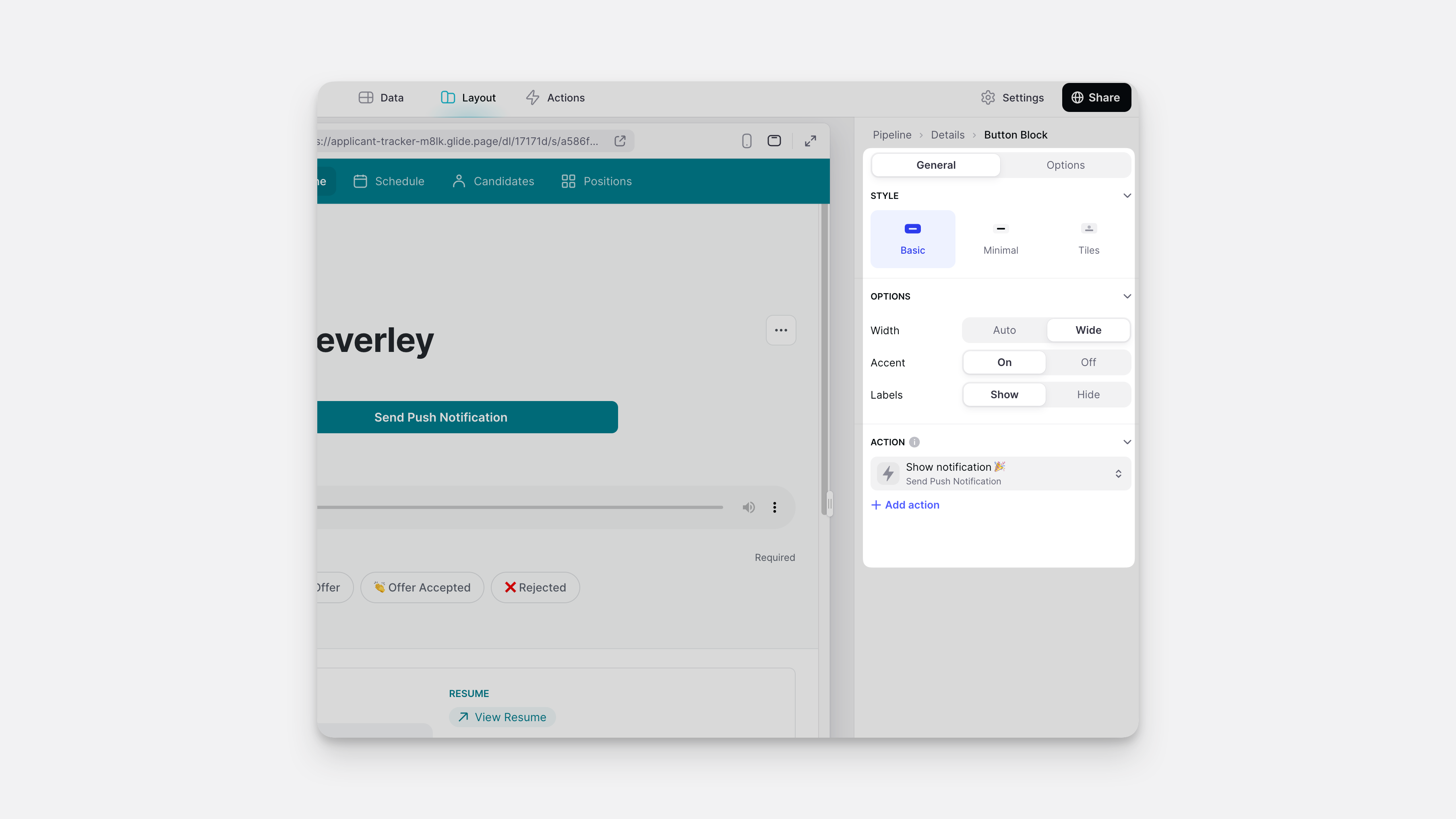 Configuring the Button component