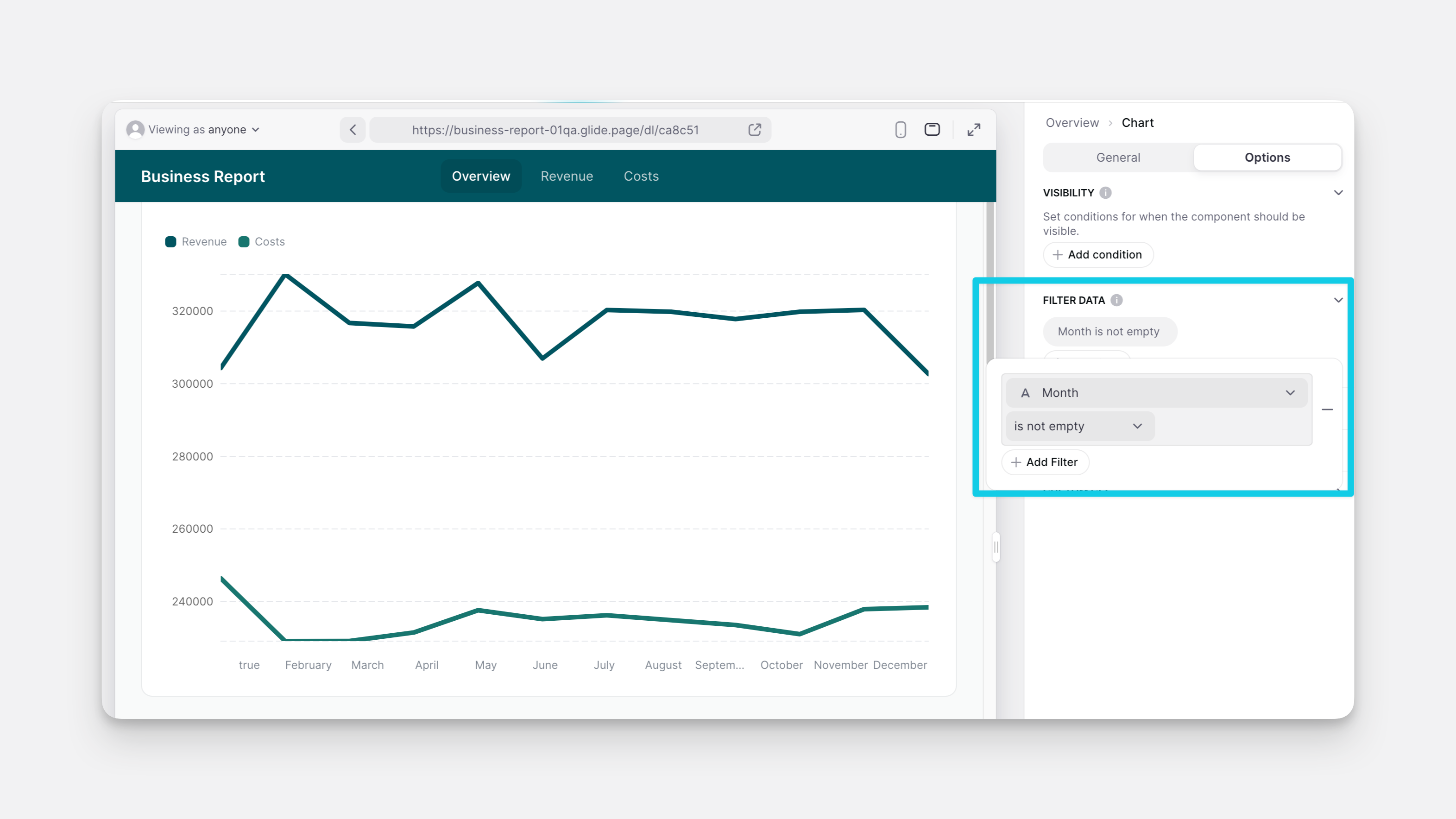 Limiting the items displayed in the chart using Filter