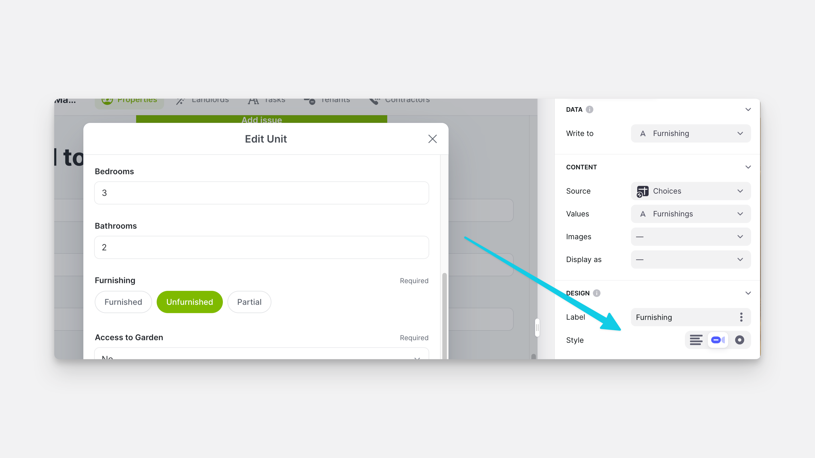 Adding the label and choosing the Chips as the Style