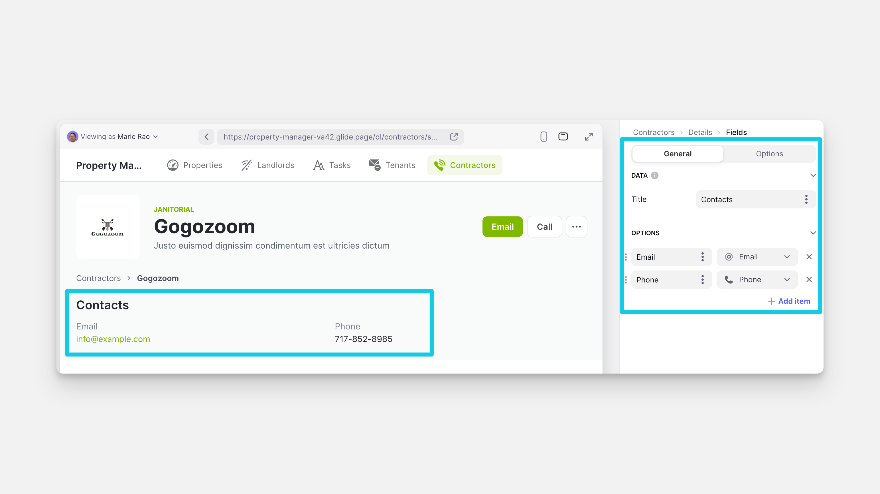 Configuring the Field Component