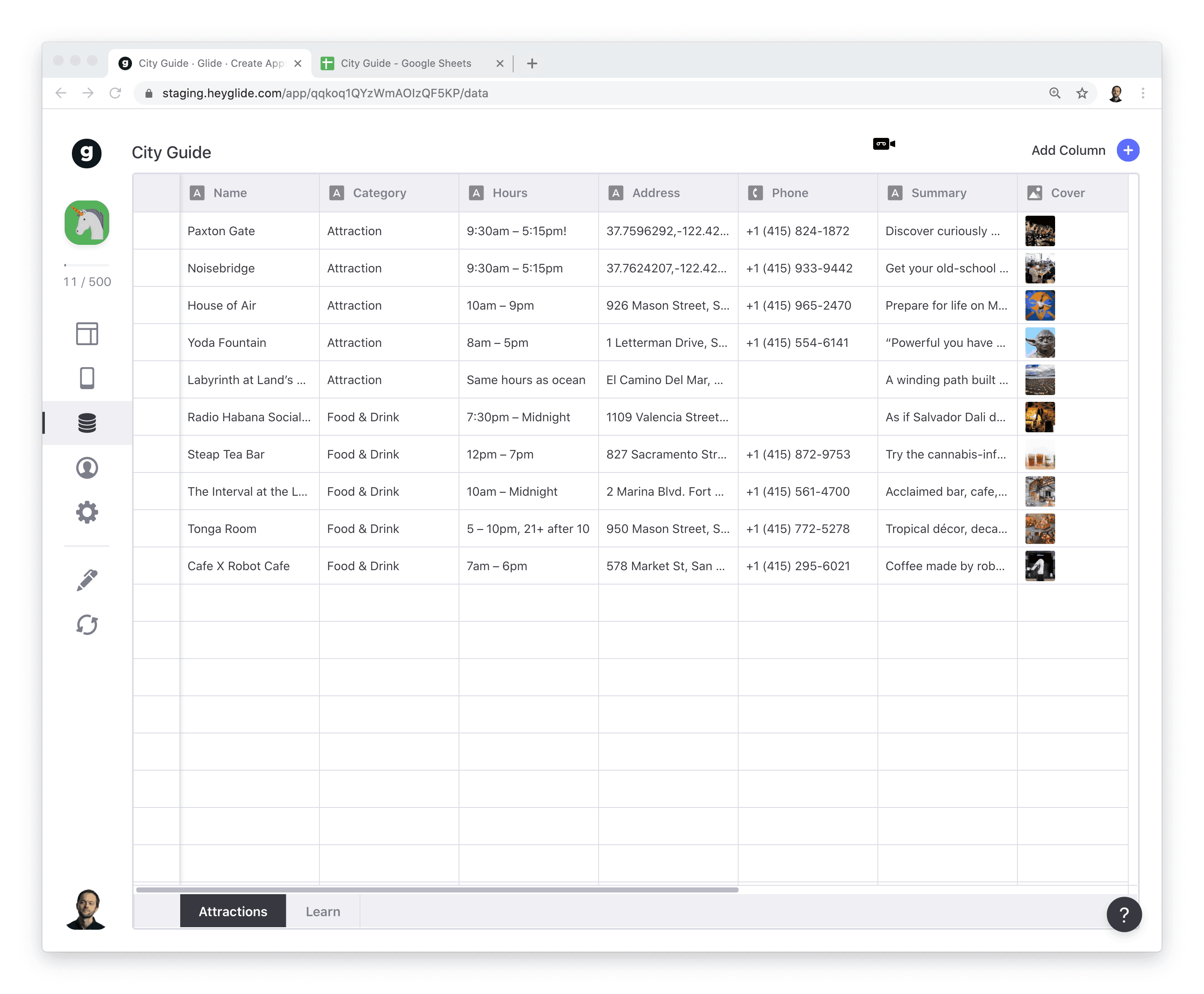 Adding and configuring the Distance to Location column