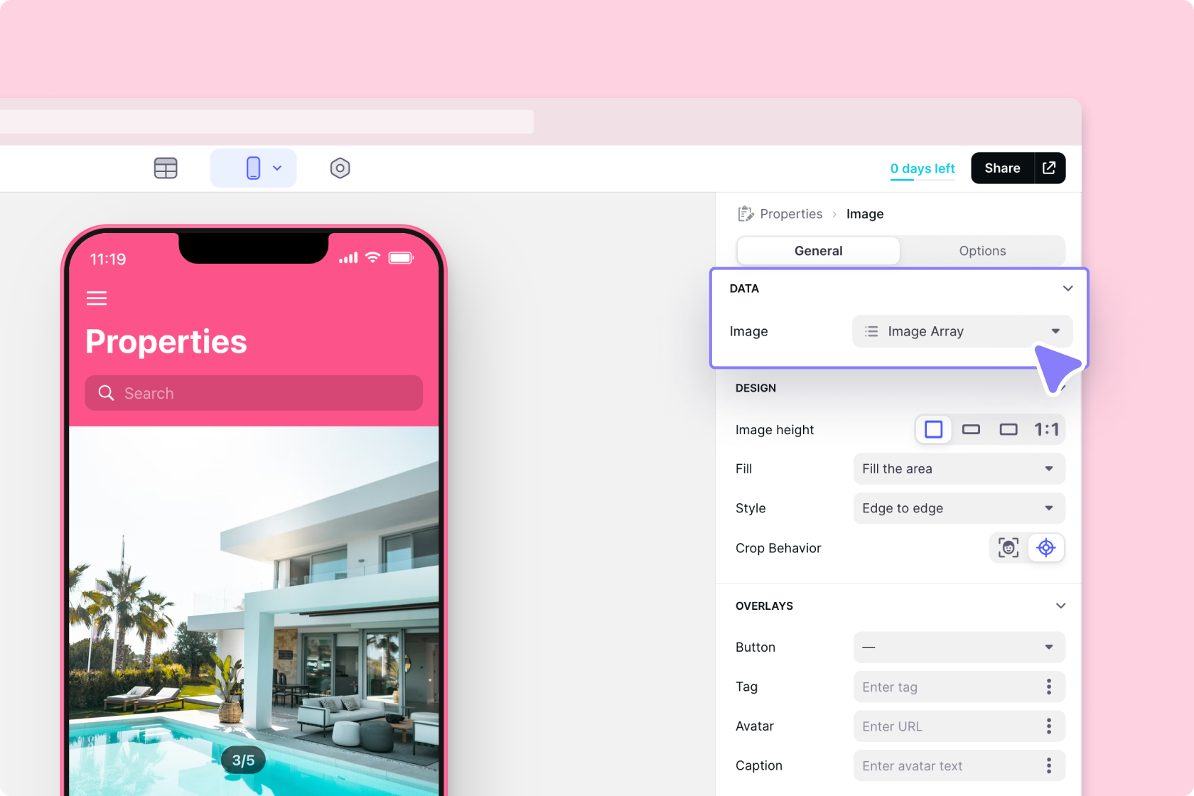 Image carousel using an array column