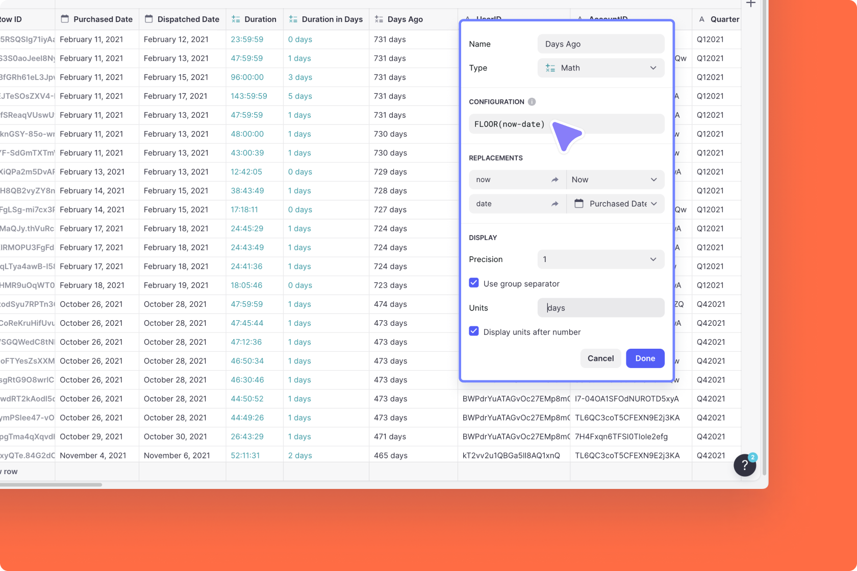 Using the FLOOR() function