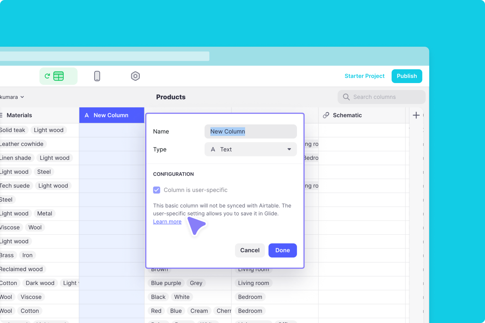 Adding new columns in Glide