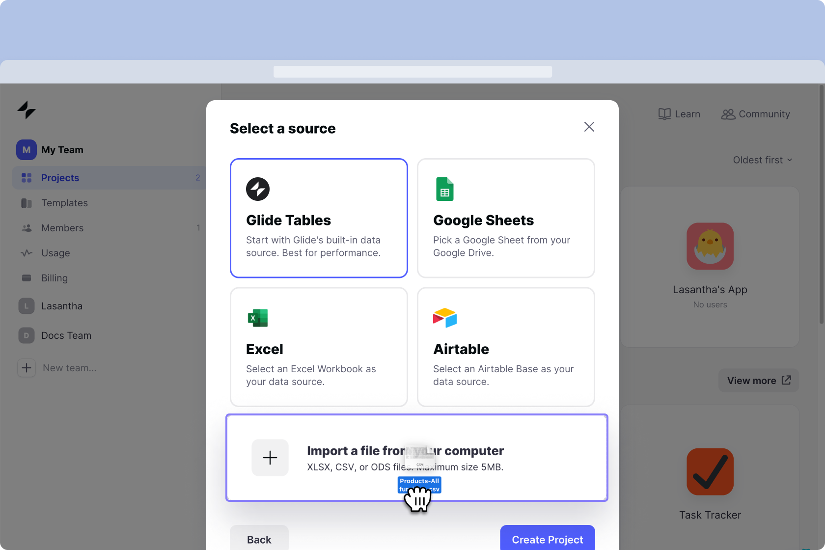 Drag and dropping Excel file to upload