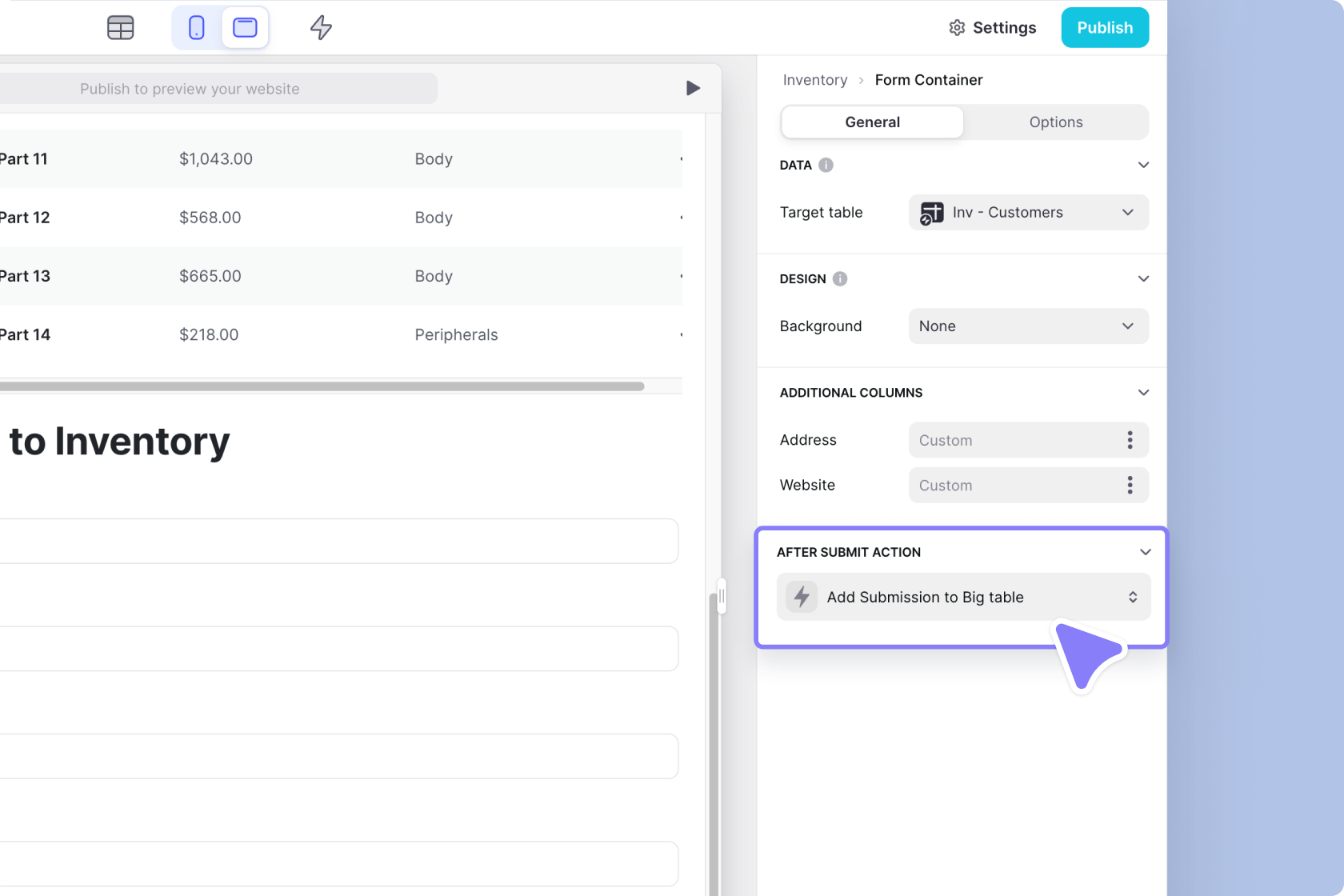 Configure a Big Table as a Historical Archive