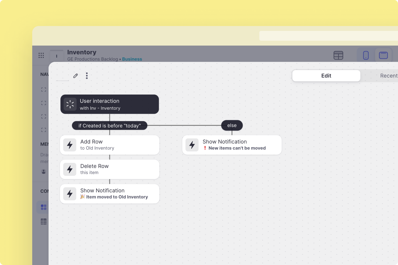 Configuring an Add Row Action to deposit values in Bigtables