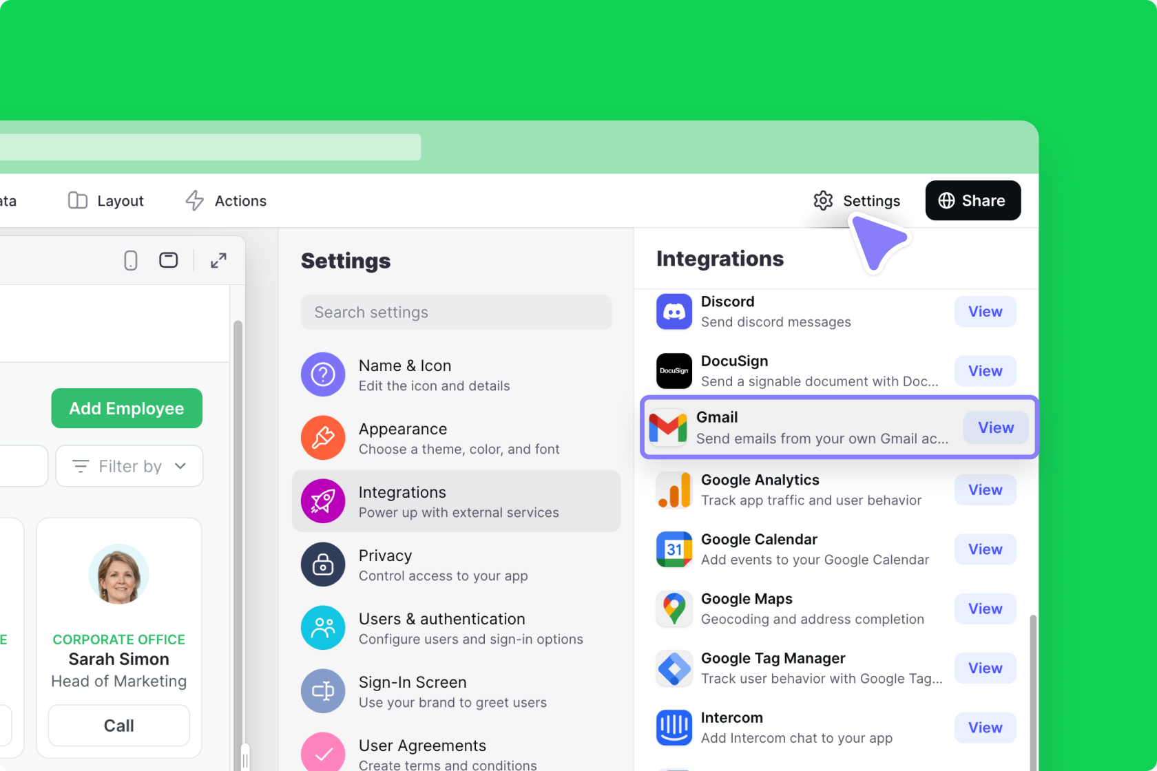 Adding the Gmail Integration