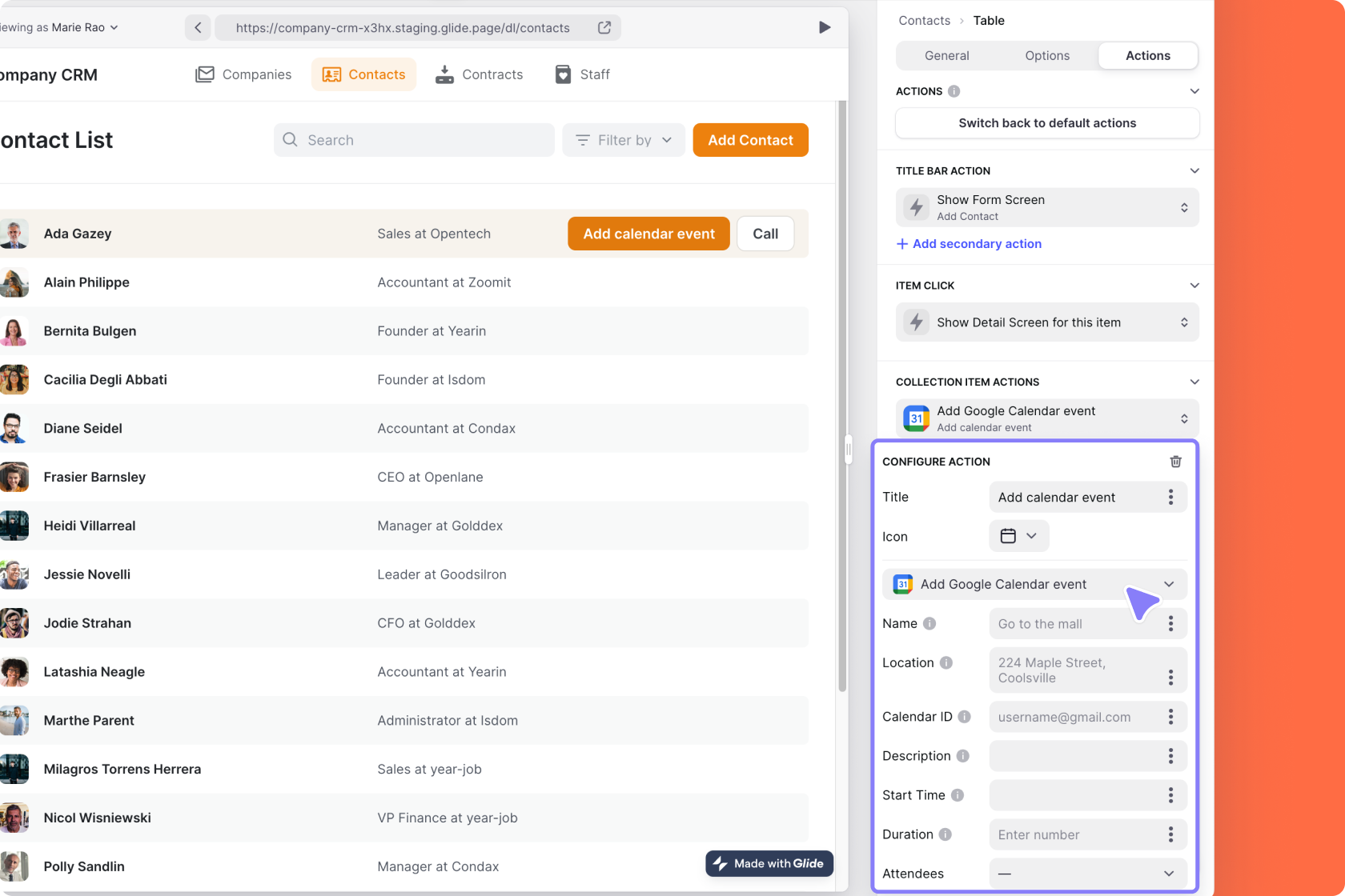 Google Calendar configuration