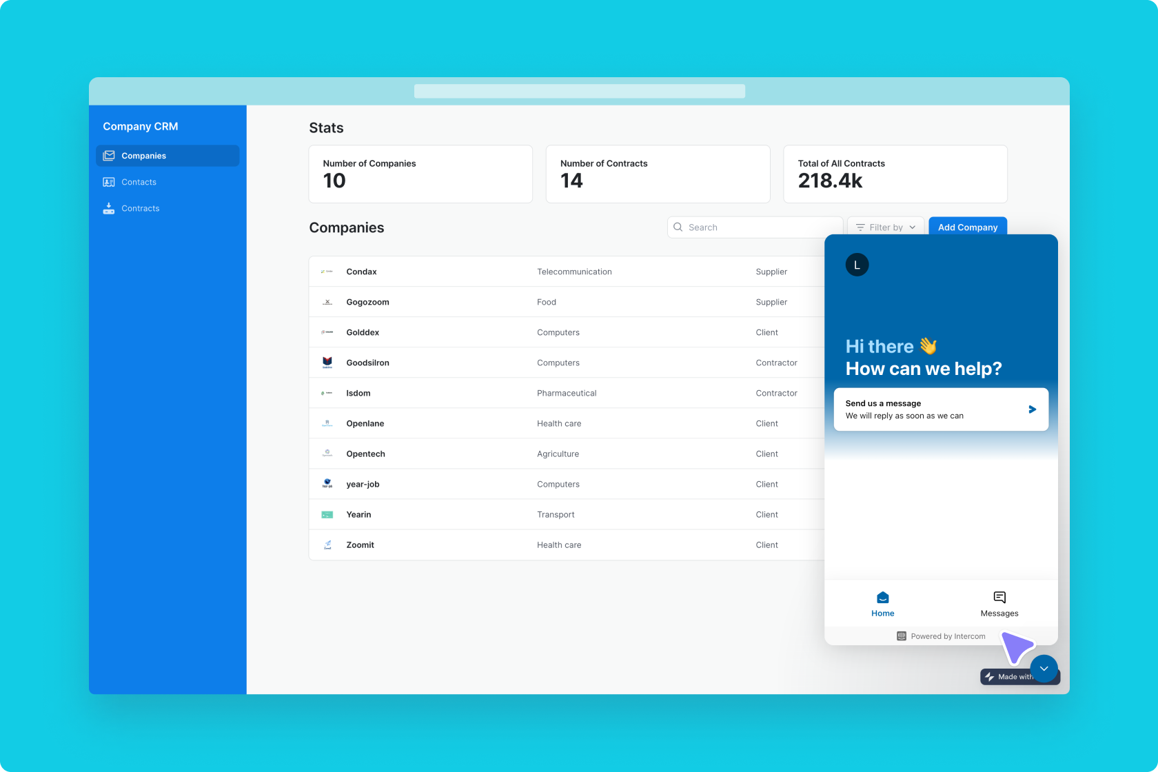 Live view of the Intercom integration