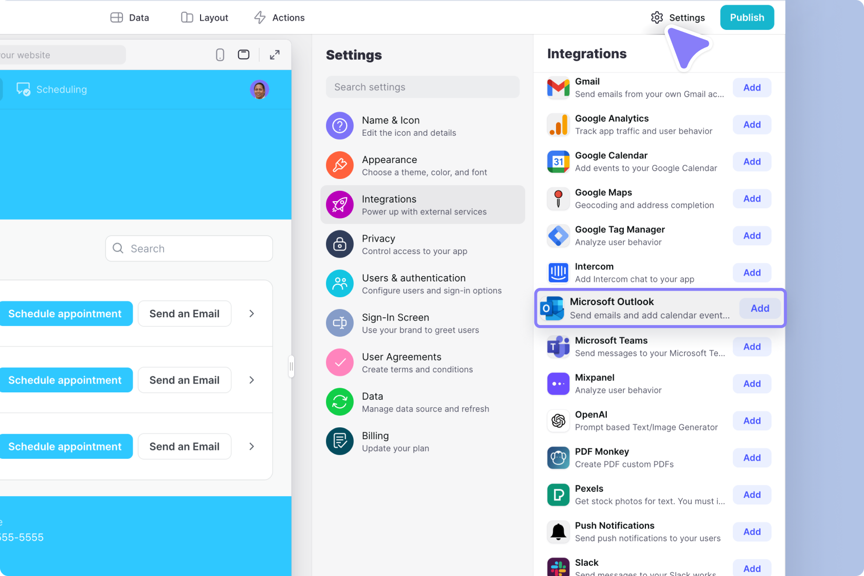 Adding Microsoft Outlook integration