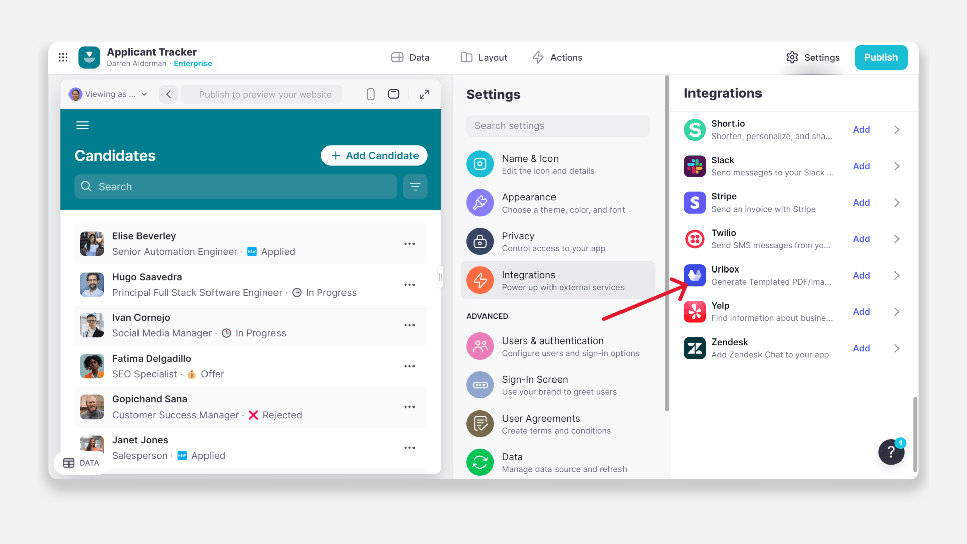 Setting up the Urlbox Integration.
