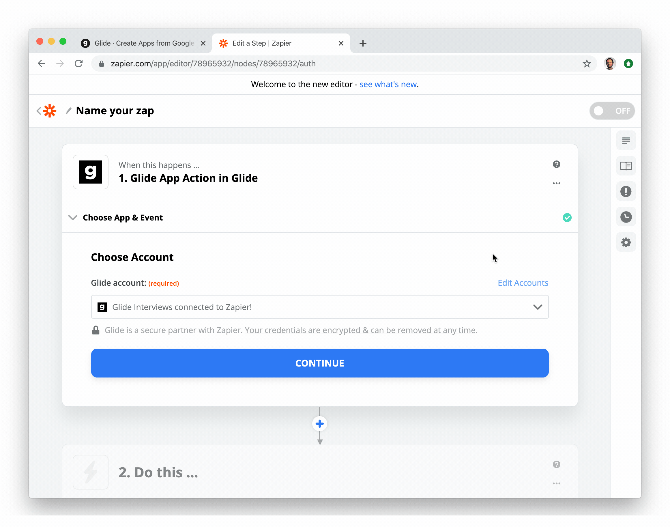 Part 1 - Choosing Glide as the trigger for our Zap