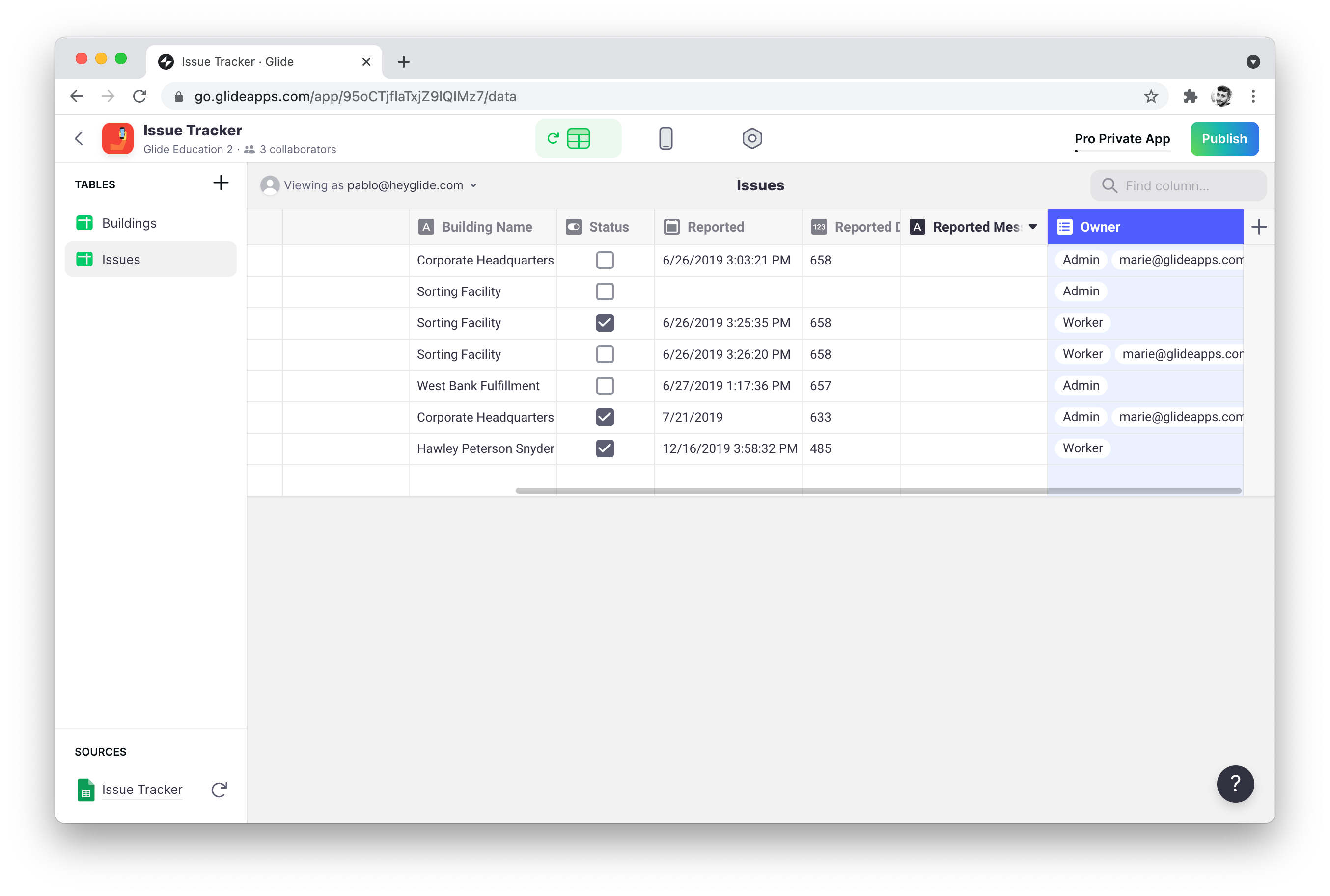 Array Column & Row Owners