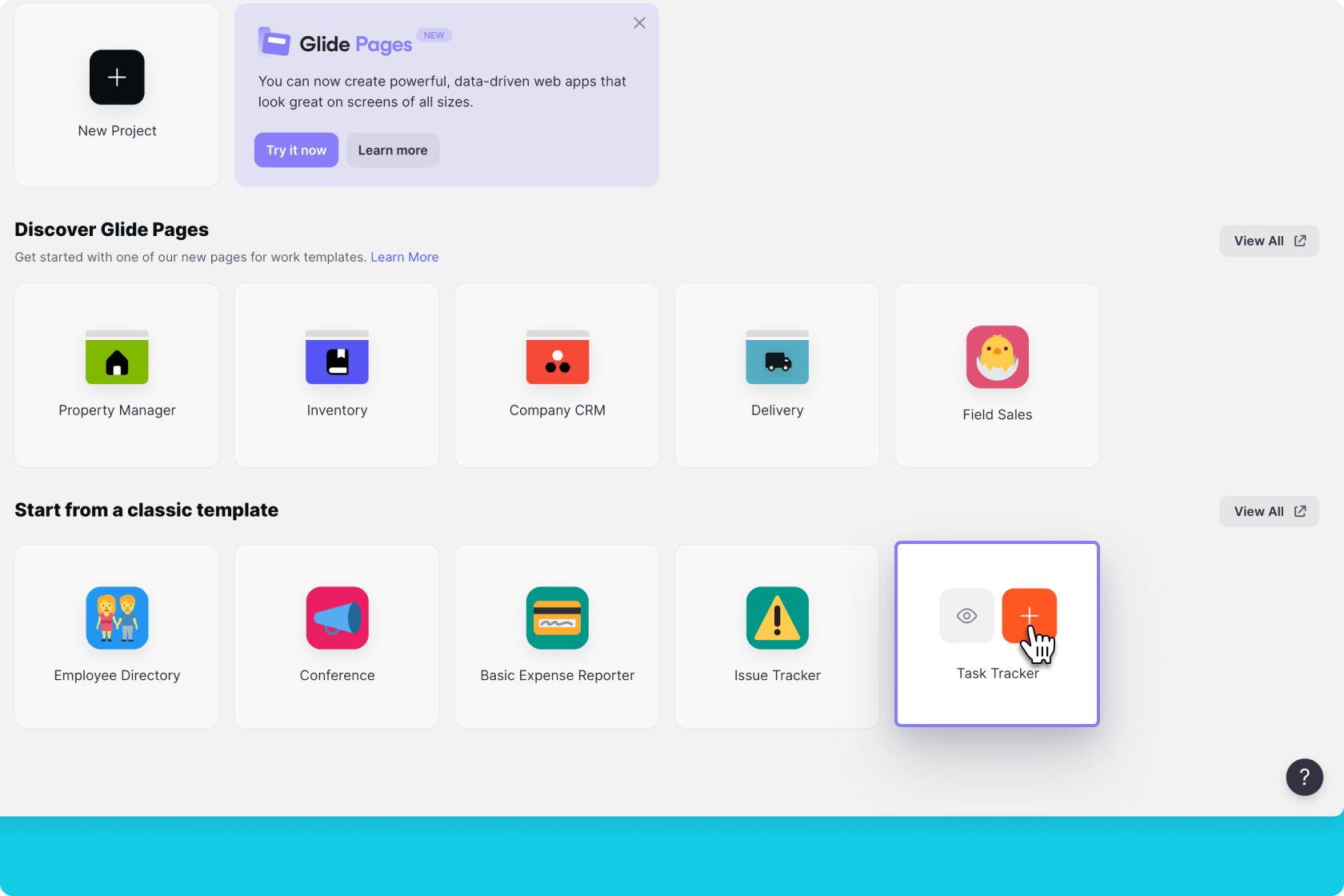 Picking an App Template with Glide